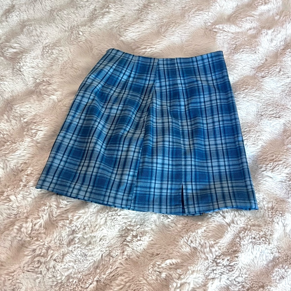 Brandy Melville Blue Checkered Skater Skirt